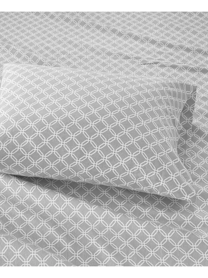 Новинки комплектов хлопково-фланелевых листов с принтом Sleep Philosophy — изображение 4 из 10, серый