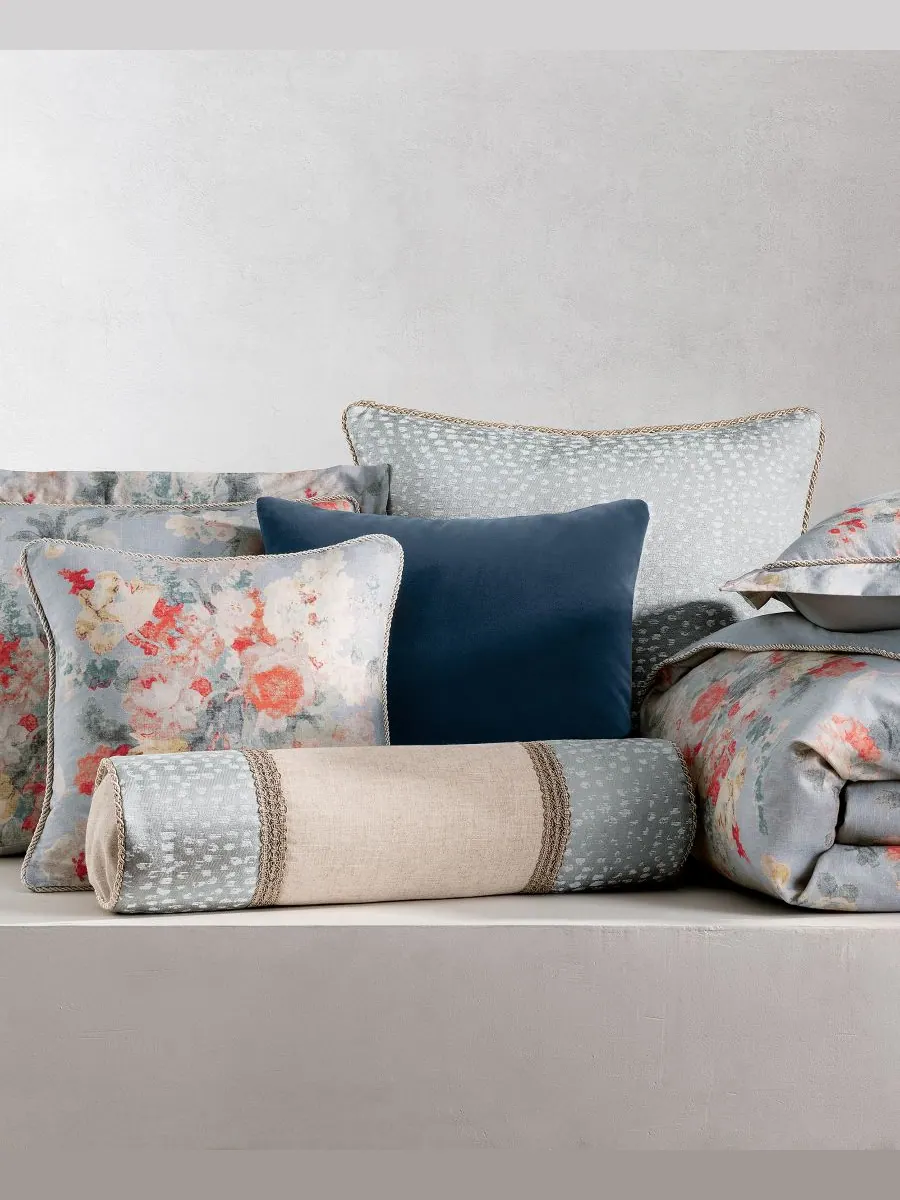 Комплект постельного белья Penelope Floral из 4 предметов — изображение 5 из 5, синий