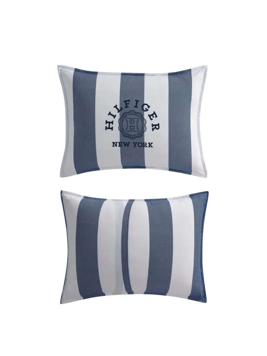 Комплект стеганого одеяла Berkeley Stripe, 3 предмета, Queen Tommy Hilfiger — изображение 6 из 7, белый глубокий синий
