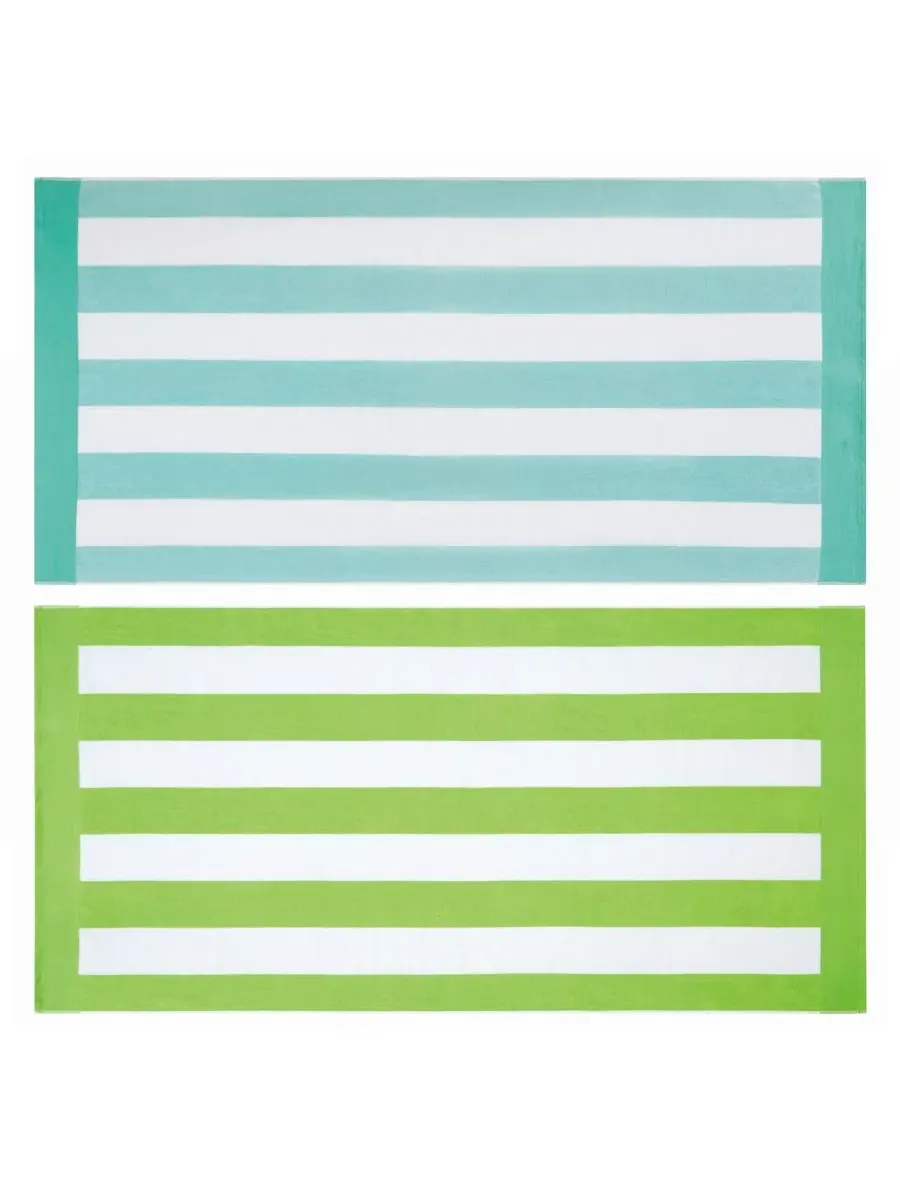 Набор пляжных полотенец Cotton Cabana Stripe Jacquard Beach Towels, 91x183 см Oceanfront Resort — изображение 3 из 3, зеленый