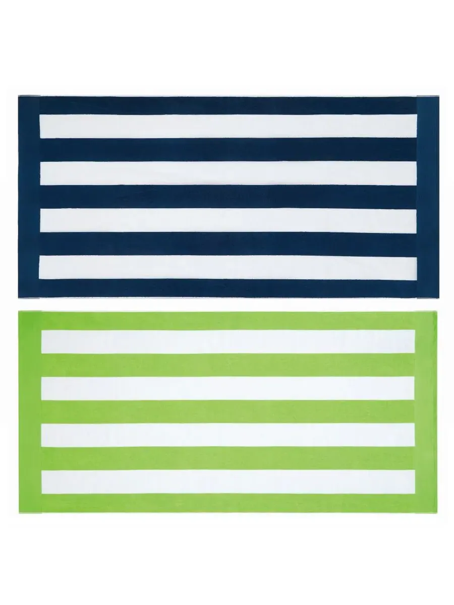 Набор пляжных полотенец Oversized Jacquard Cotton Cabana Stripe Oceanfront Resort — изображение 3 из 3, темно-синий зеленый