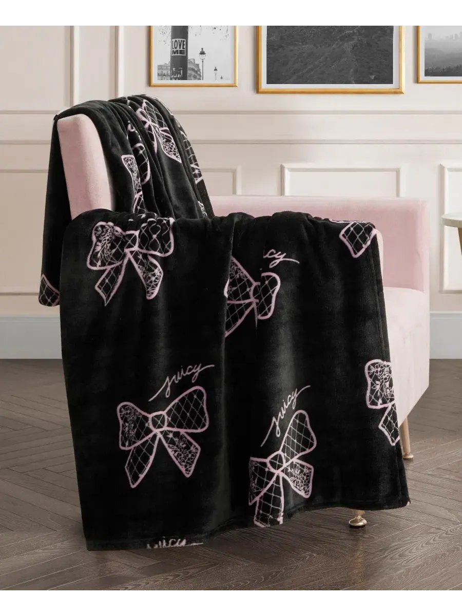Большой плюшевый плед, 152 x 178 см Juicy Couture — изображение 2 из 5, черный