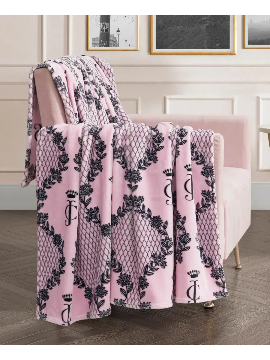 Большой плюшевый плед, 152 x 178 см Juicy Couture — изображение 2 из 5, розовый