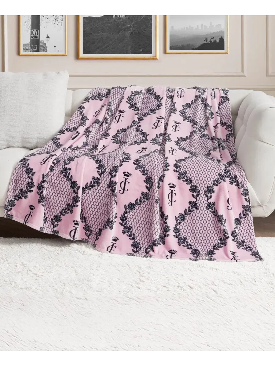 Большой плюшевый плед, 152 x 178 см Juicy Couture — изображение 5 из 5, розовый
