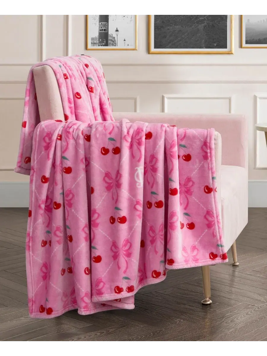 Большой плюшевый плед, 152 x 178 см Juicy Couture — изображение 2 из 5, розовый