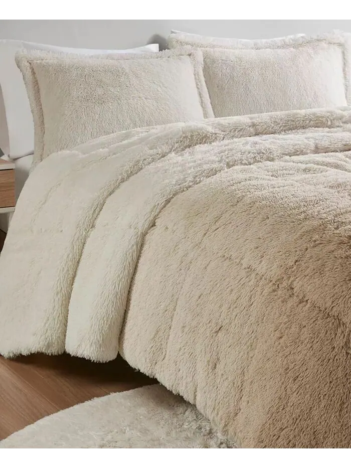 Brielle Ombre Shaggy Faux Fur 2 шт. Комплект одеял, Twin/Twin XL Intelligent Design — изображение 12 из 18, пудровый розовый