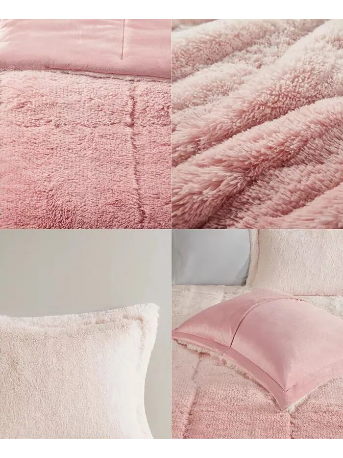 Brielle Ombre Shaggy Faux Fur 2 шт. Комплект одеял, Twin/Twin XL Intelligent Design — изображение 5 из 18, прозрачный