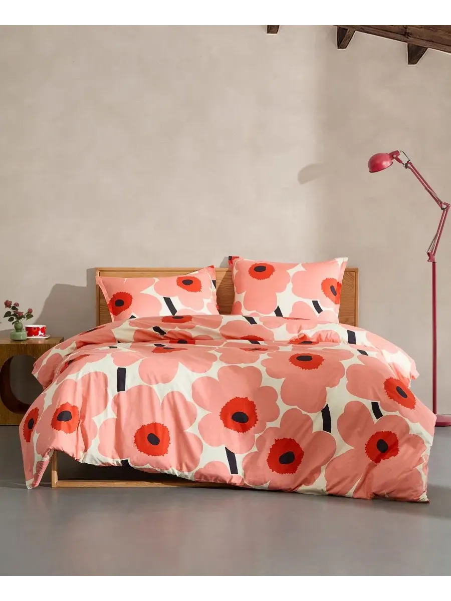 Комплект стеганого одеяла Unikko Cotton, King Marimekko — оранжевый