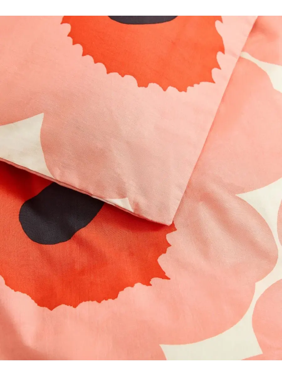 Комплект стеганого одеяла Unikko Cotton, King Marimekko — изображение 4 из 7, коралл