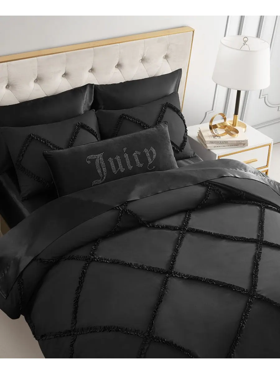 Комплект постельного белья Diamond Ruffle из двух предметов, двусторонний, размер Twin/Twin XL — изображение 3 из 10, черный