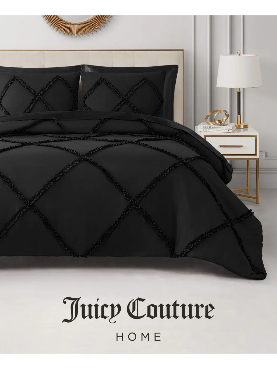 Комплект постельного белья Diamond Ruffle из двух предметов, двусторонний, размер Twin/Twin XL — изображение 6 из 10, черный