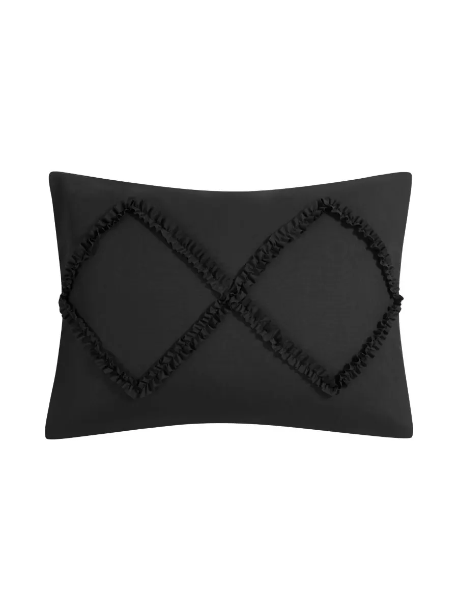 Комплект постельного белья Diamond Ruffle из двух предметов, двусторонний, размер Twin/Twin XL — изображение 8 из 10, черный