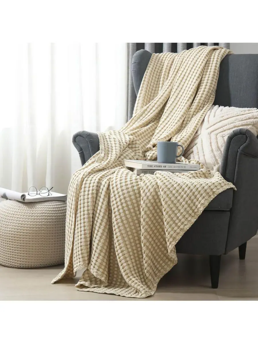 Уютный бамбуковый плед с вафельной текстурой Egyptian Linens