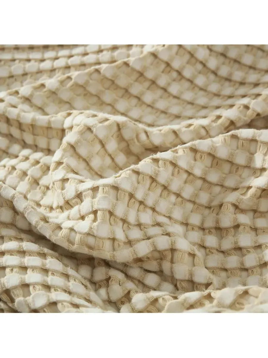 Уютный бамбуковый плед с вафельной текстурой Egyptian Linens — изображение 3 из 3, бежевый