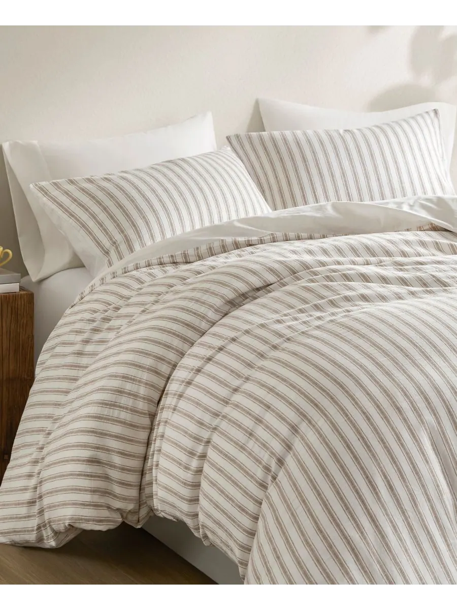 Комплект постельного белья Etta Striped из 3 предметов, размер California King Madison Park — изображение 6 из 10, бежевый