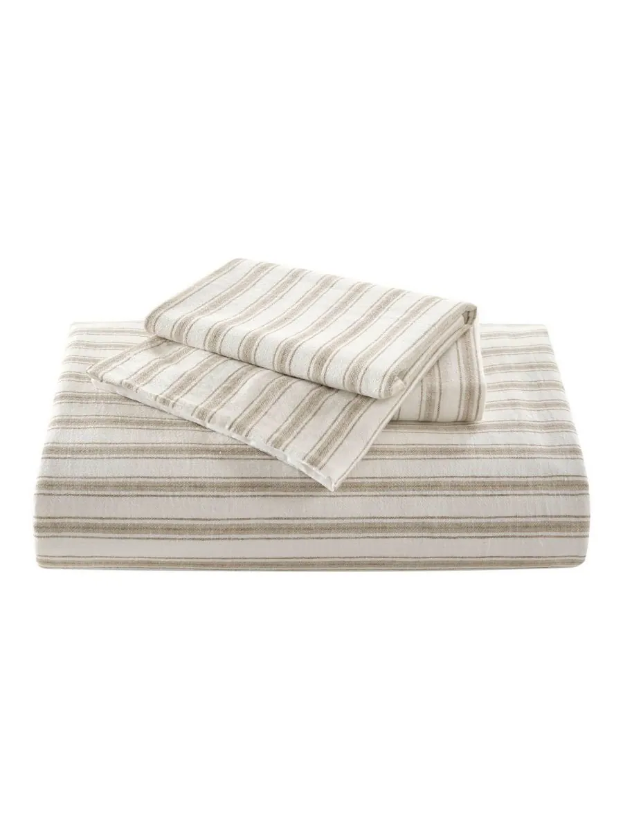 Комплект постельного белья Etta Striped из 3 предметов, размер California King Madison Park — изображение 7 из 10, бежевый