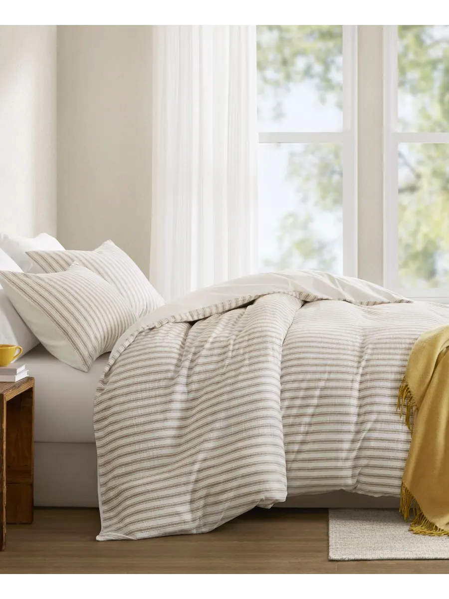 Комплект постельного белья Etta Striped из 3 предметов, размер California King Madison Park — изображение 8 из 10, бежевый
