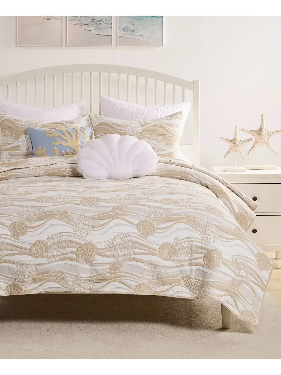 Двустороннее покрывало Dover Matelasse, 3 предмета, размер Full/Queen Greenland Home Fashions — изображение 2 из 7, хаки
