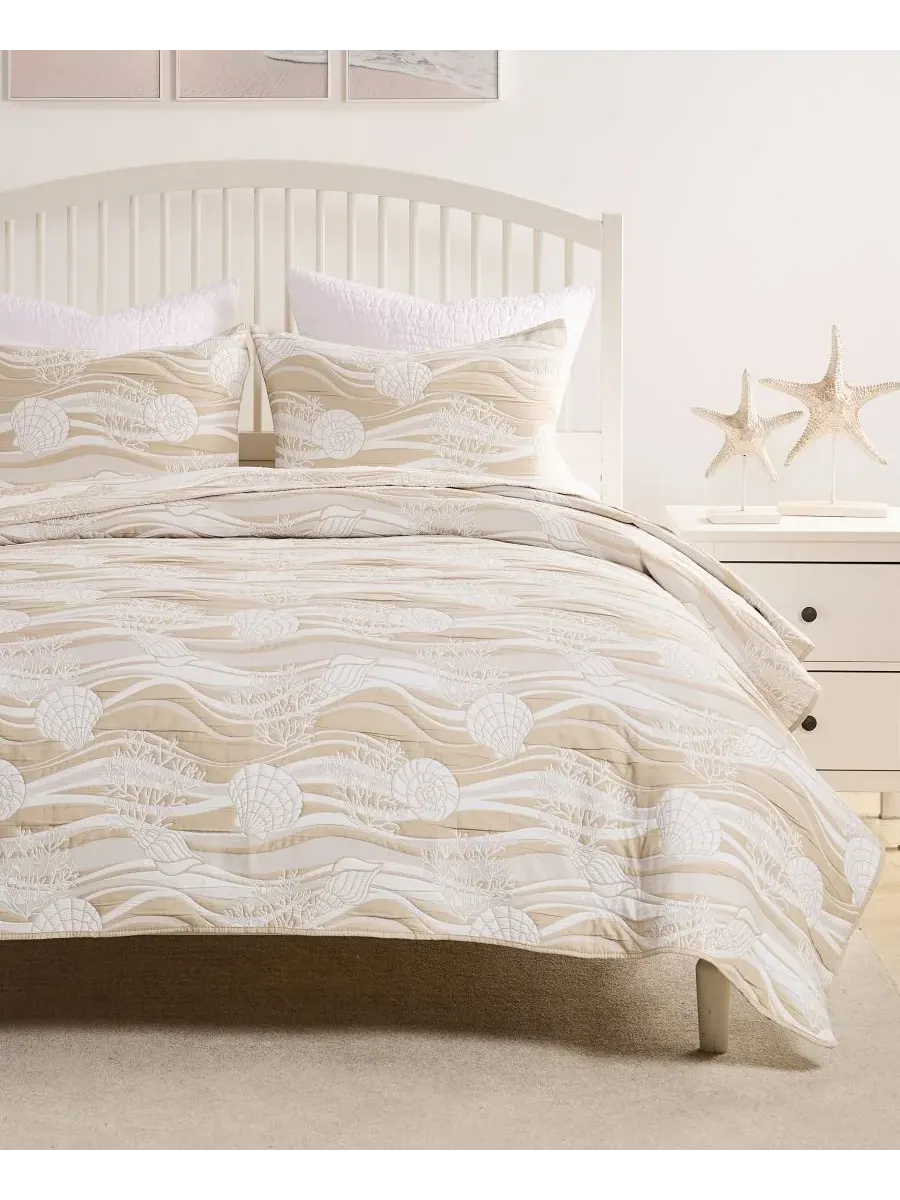 Двустороннее покрывало Dover Matelasse, 3 предмета, размер Full/Queen Greenland Home Fashions — изображение 3 из 7, хаки