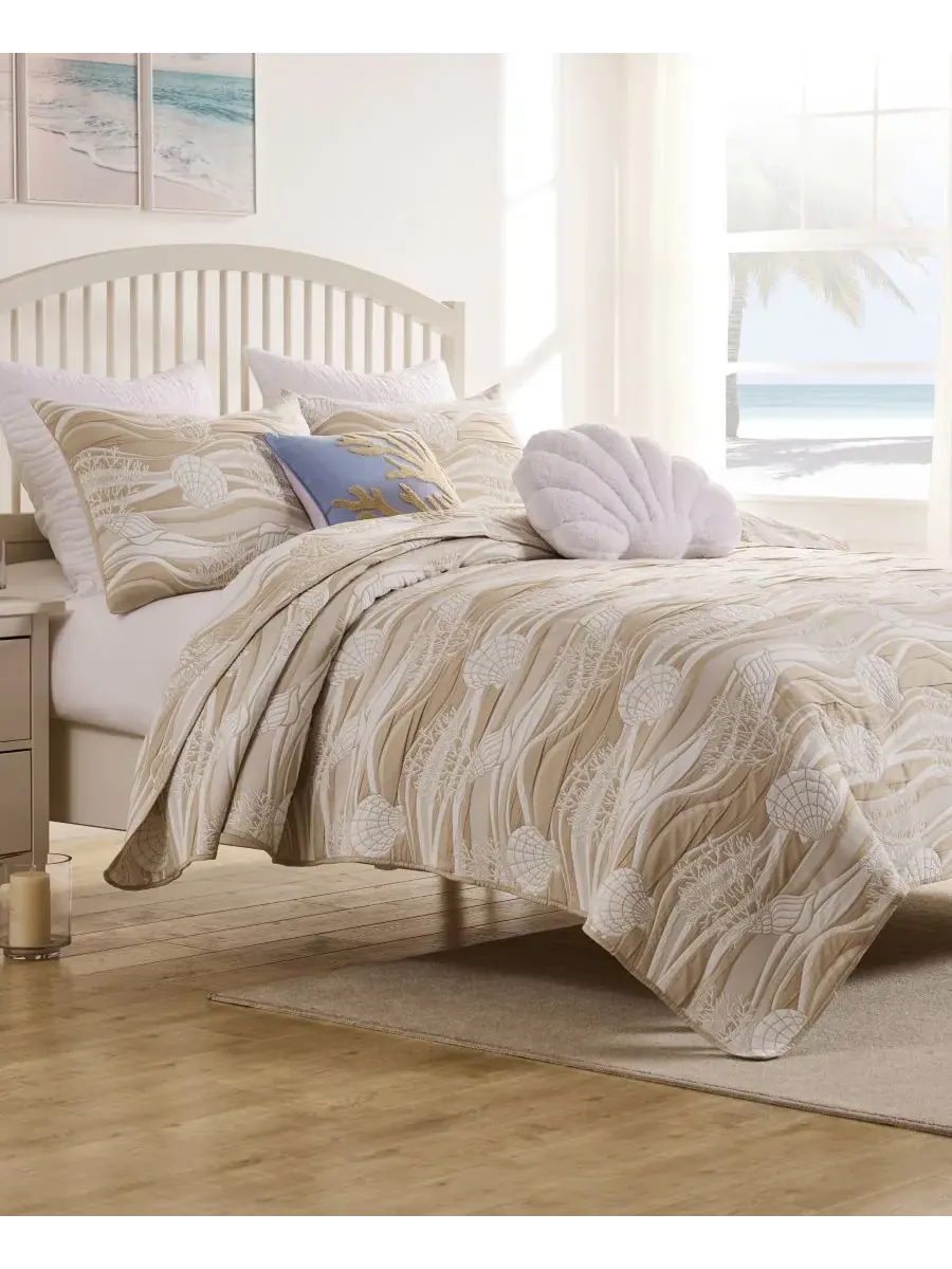 Двустороннее покрывало Dover Matelasse, 3 предмета, размер Full/Queen Greenland Home Fashions — изображение 6 из 7, хаки