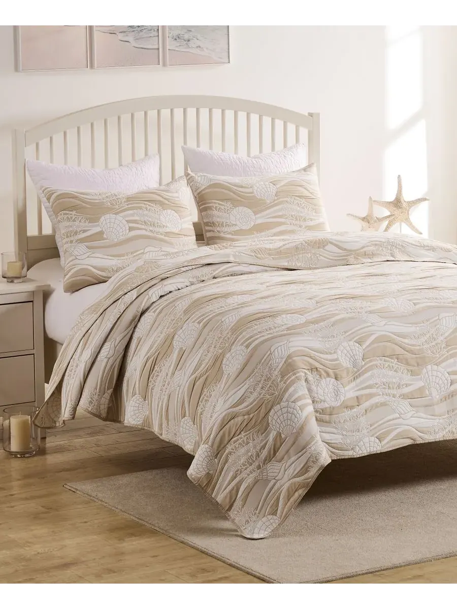Двустороннее покрывало Dover Matelasse, 3 предмета, размер Full/Queen Greenland Home Fashions — изображение 7 из 7, хаки