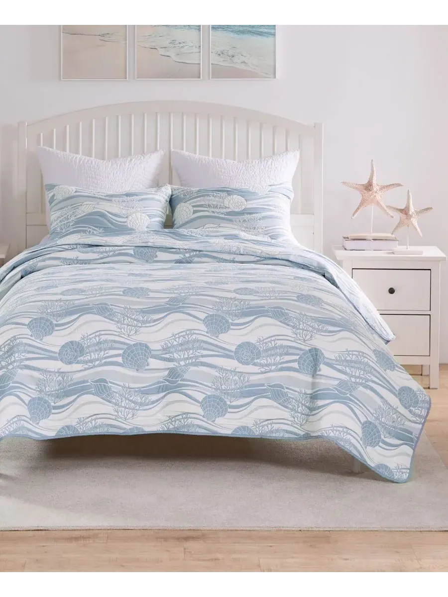 Двустороннее покрывало Dover Matelasse, 3 предмета, размер Full/Queen Greenland Home Fashions — изображение 3 из 7, синий