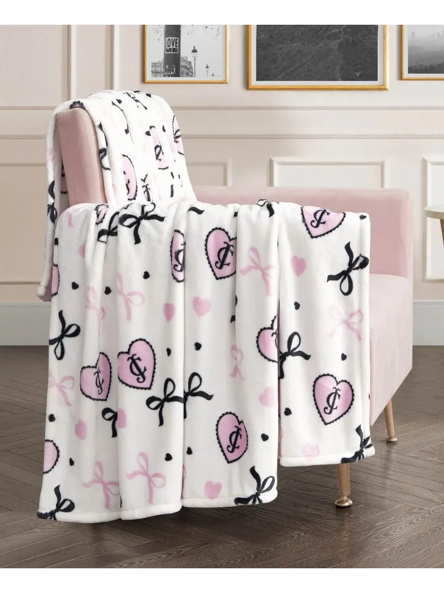 Легкий, ультрамягкий плюшевый плед, 152 x 229 см Juicy Couture — изображение 2 из 7, розовый