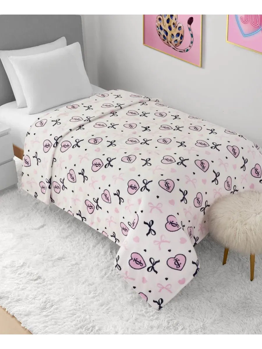 Легкий, ультрамягкий плюшевый плед, 152 x 229 см Juicy Couture — изображение 4 из 7, розовый