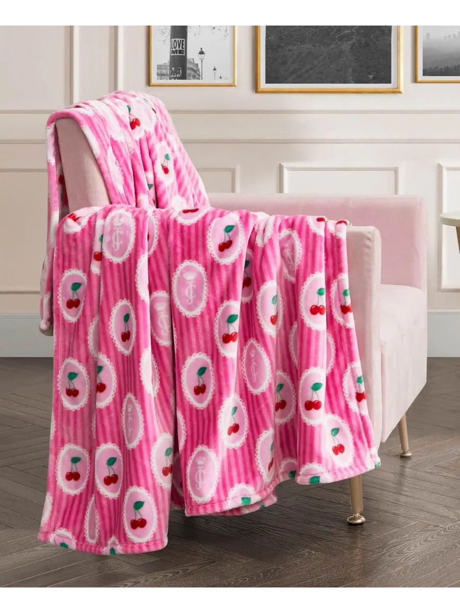 Легкий, ультрамягкий плюшевый плед, 152 x 229 см Juicy Couture — изображение 2 из 7, розовый