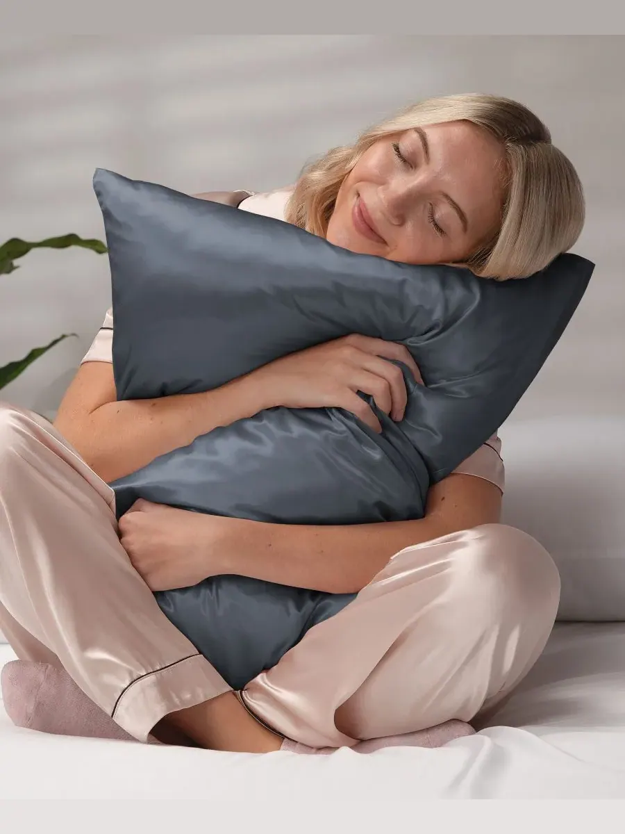 Шелковая наволочка Momme Mulberry, размер King Ienjoy Home — изображение 3 из 10, синий