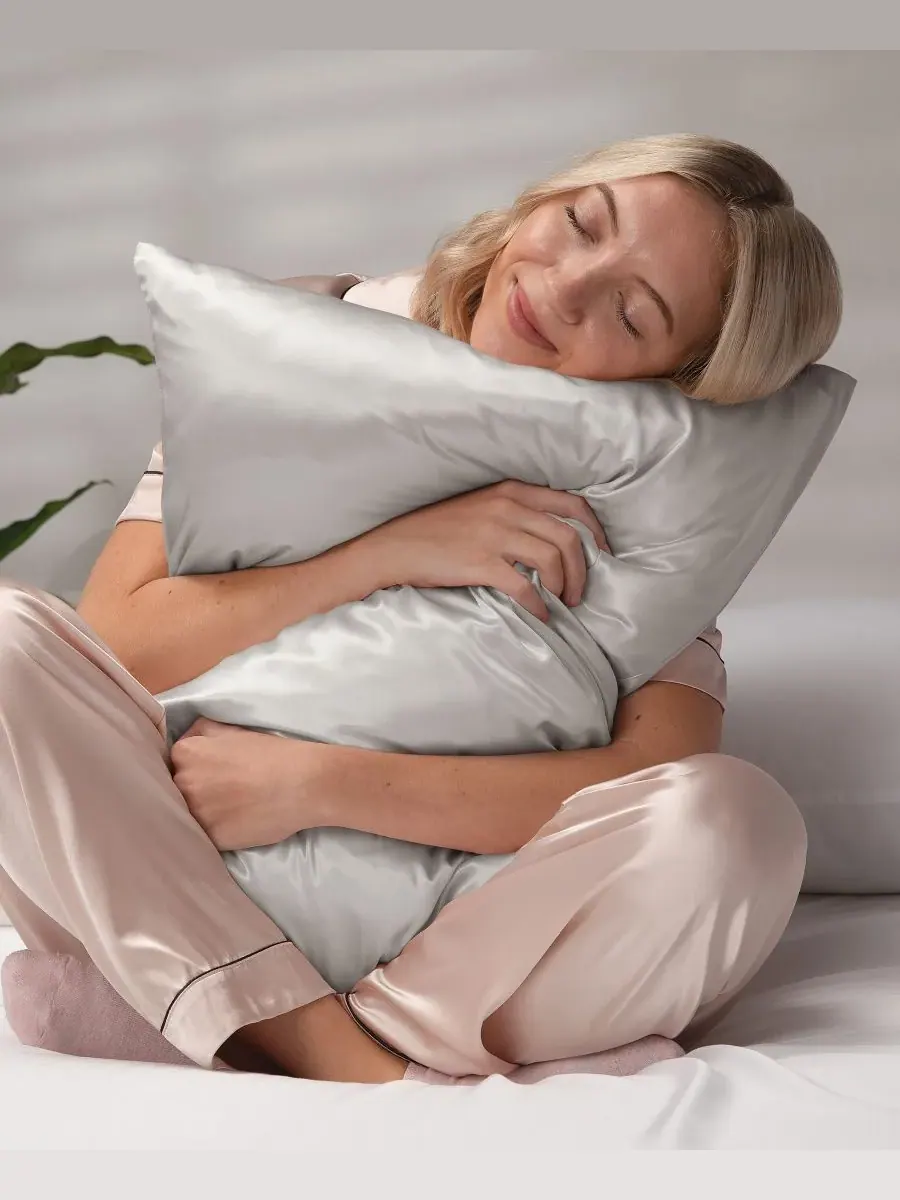 Шелковая наволочка Momme Mulberry, размер King Ienjoy Home — изображение 3 из 10, серебряный