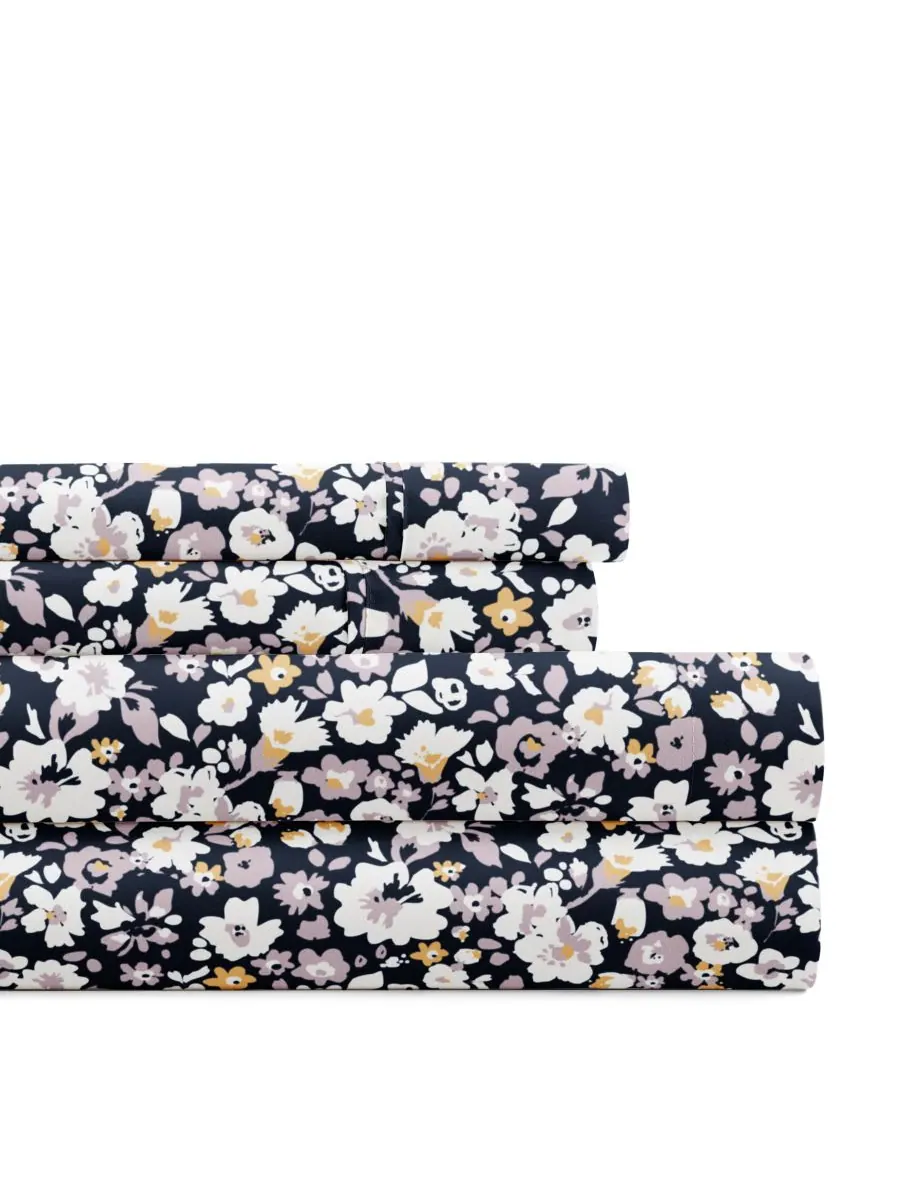 Комплект постельного белья Delicate Blossoms из 4 предметов, размер Full ienjoy Home — изображение 3 из 4, темно-синий