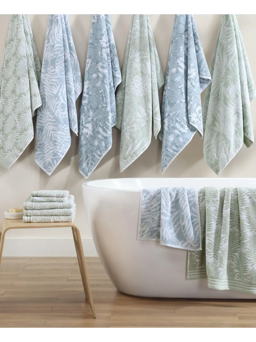 Набор махровых хлопковых полотенец Linear Palms Tommy Bahama — изображение 4 из 4, белый