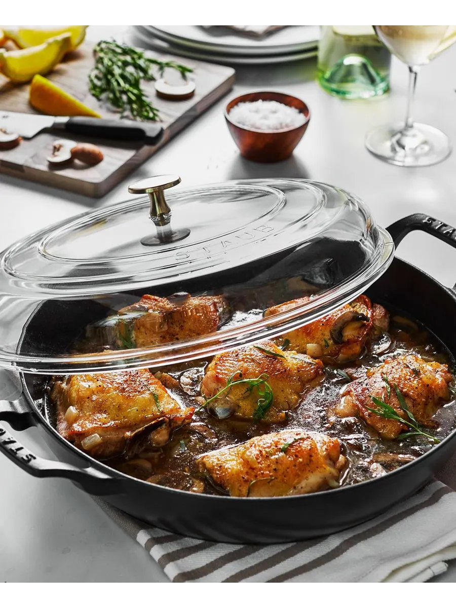 Жаровня Staub Braiser со стеклянной крышкой, 30 см, 3.4 л — изображение 5 из 5, черный