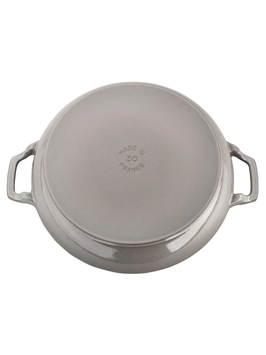 Жаровня Staub Braiser со стеклянной крышкой, 30 см, 3.4 л — изображение 2 из 6, графитовый серый