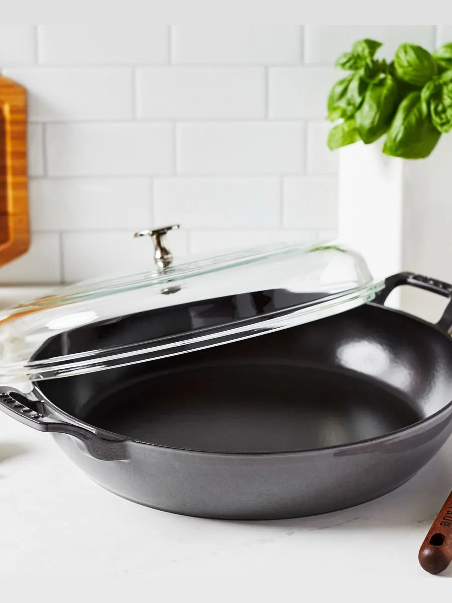 Жаровня Staub Braiser со стеклянной крышкой, 30 см, 3.4 л — изображение 4 из 6, графитовый серый