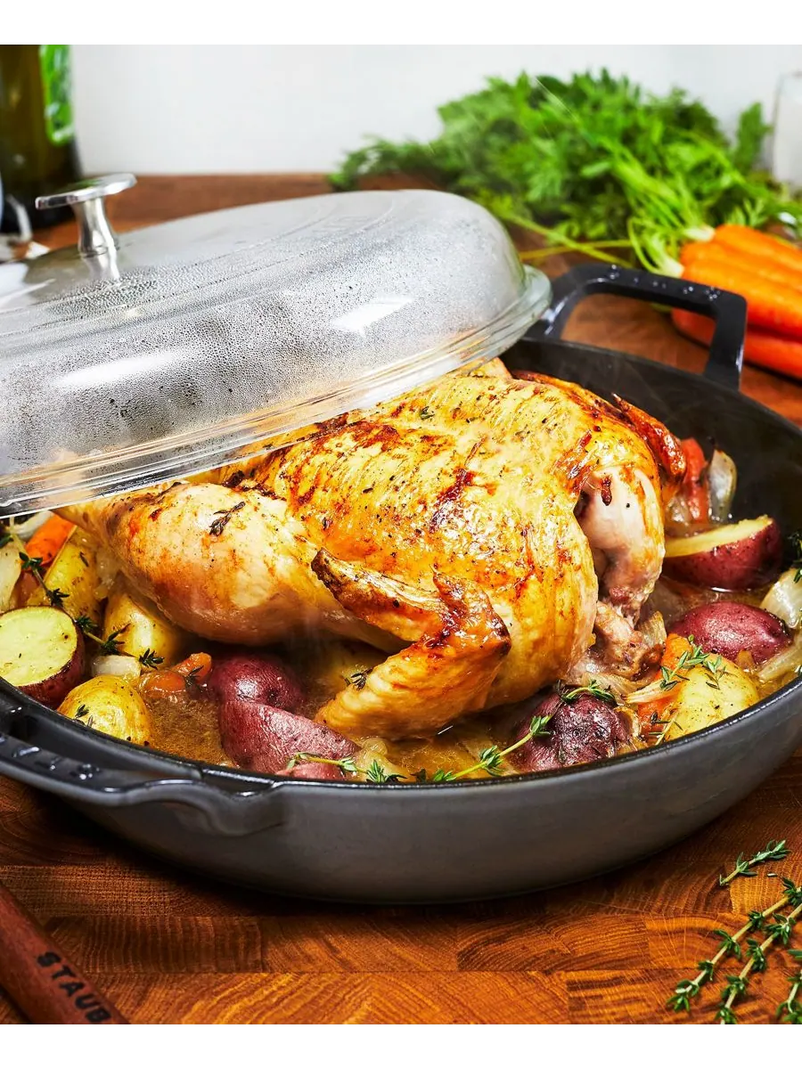 Жаровня Staub Braiser со стеклянной крышкой, 30 см, 3.4 л — изображение 5 из 6, графитовый серый