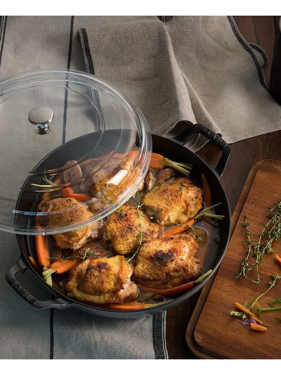 Жаровня Staub Braiser со стеклянной крышкой, 30 см, 3.4 л — изображение 6 из 6, графитовый серый