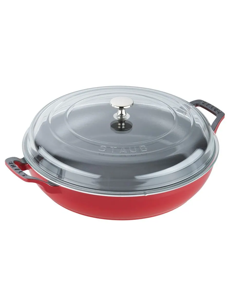 Жаровня Staub Braiser со стеклянной крышкой, 30 см, 3.4 л — красный