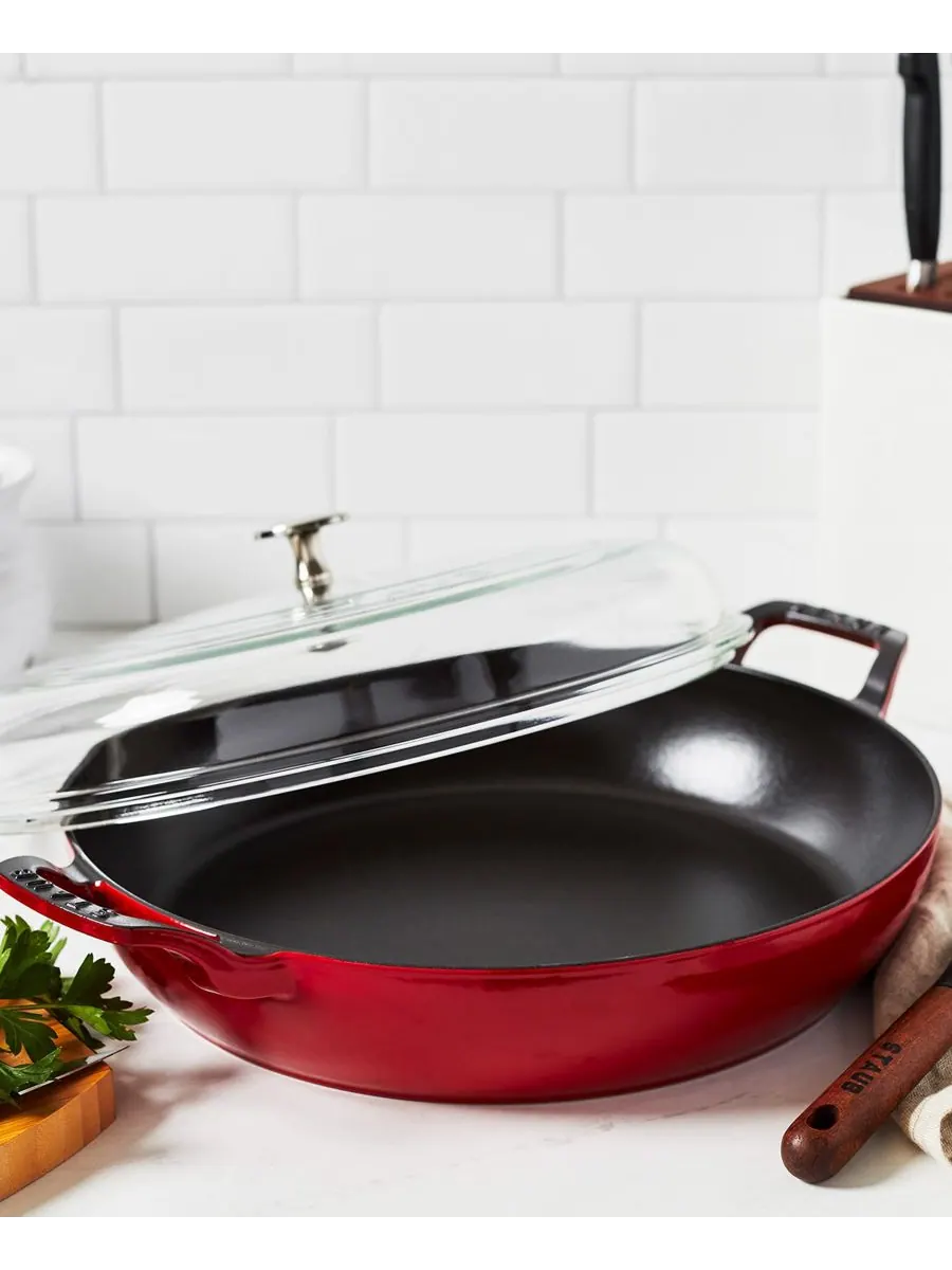 Жаровня Staub Braiser со стеклянной крышкой, 30 см, 3.4 л — изображение 4 из 5, красный