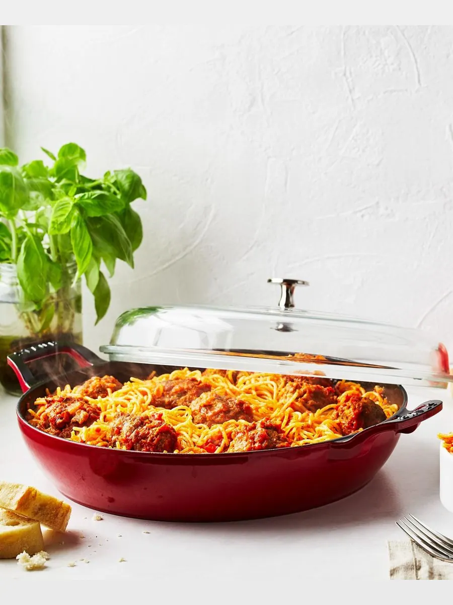 Жаровня Staub Braiser со стеклянной крышкой, 30 см, 3.4 л — изображение 5 из 5, красный