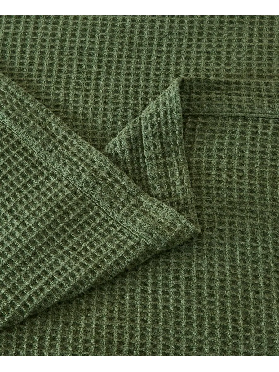 Хлопковое одеяло с вафельным плетением Linery & Co, Forest green, Twin — изображение 4 из 6, зеленый