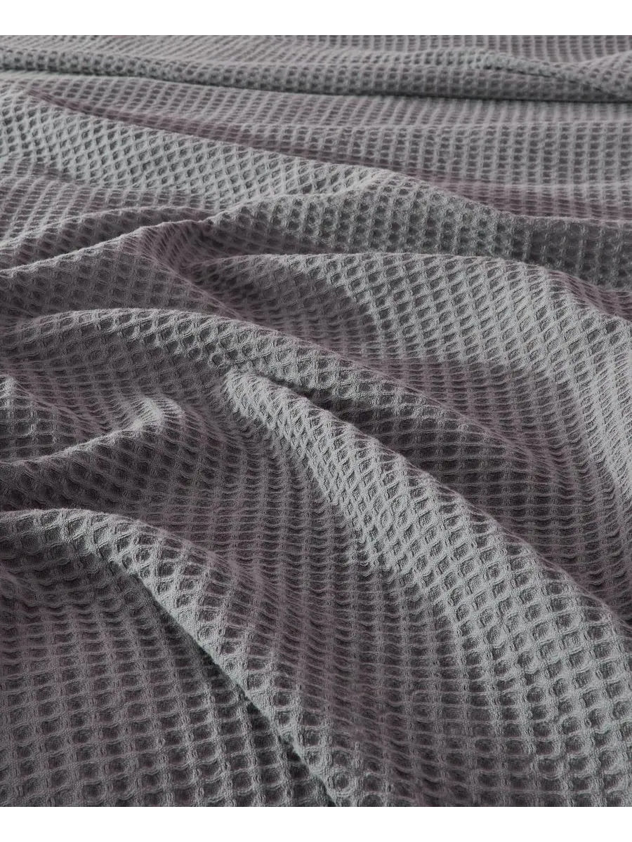 Хлопковое одеяло с вафельным плетением Linery & Co, Dark grey, Twin — изображение 2 из 6, серый