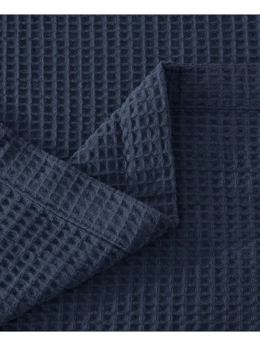 Хлопковое одеяло с вафельным плетением Linery & Co, Navy, Twin — изображение 4 из 6, темно-синий