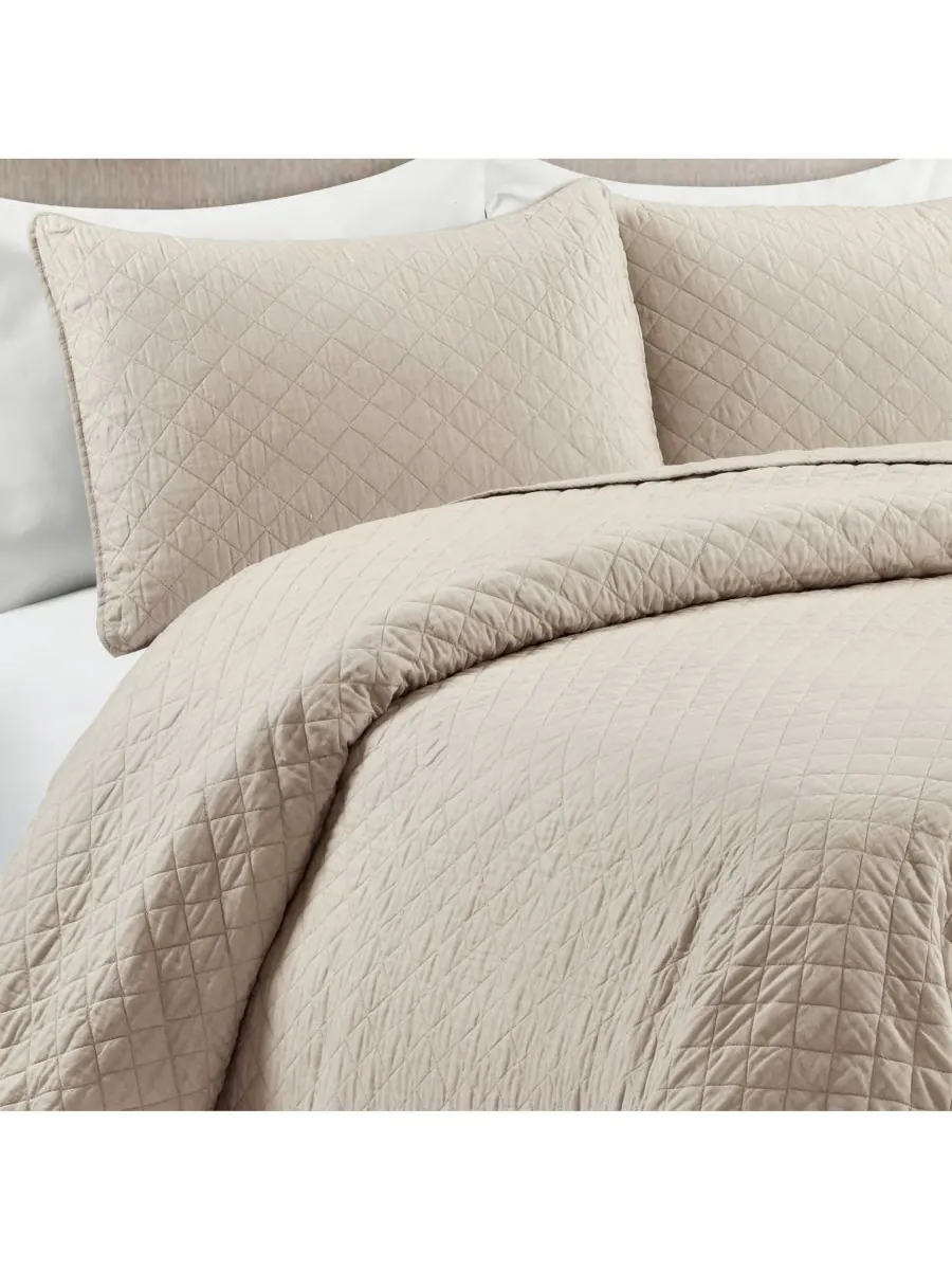 Комплект постельного белья Ava Cotton из 3 предметов, размер King Lush Decor, нейтральный — изображение 4 из 7, серый