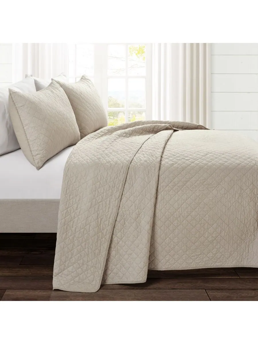 Комплект постельного белья Ava Cotton из 3 предметов, размер King Lush Decor, нейтральный — изображение 6 из 7, серый