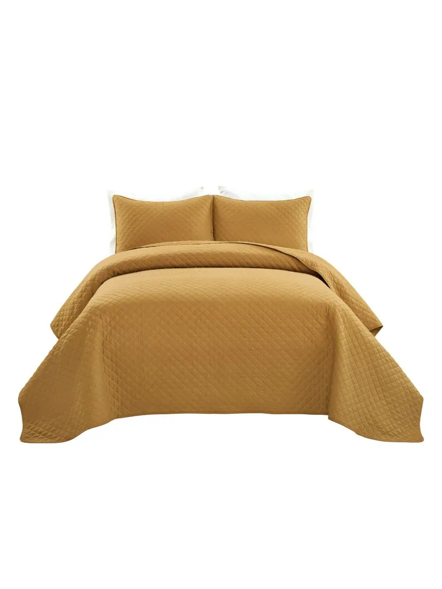 Комплект постельного белья ava cotton из 3 предметов, размер king. Lush Décor — изображение 2 из 9, желтый