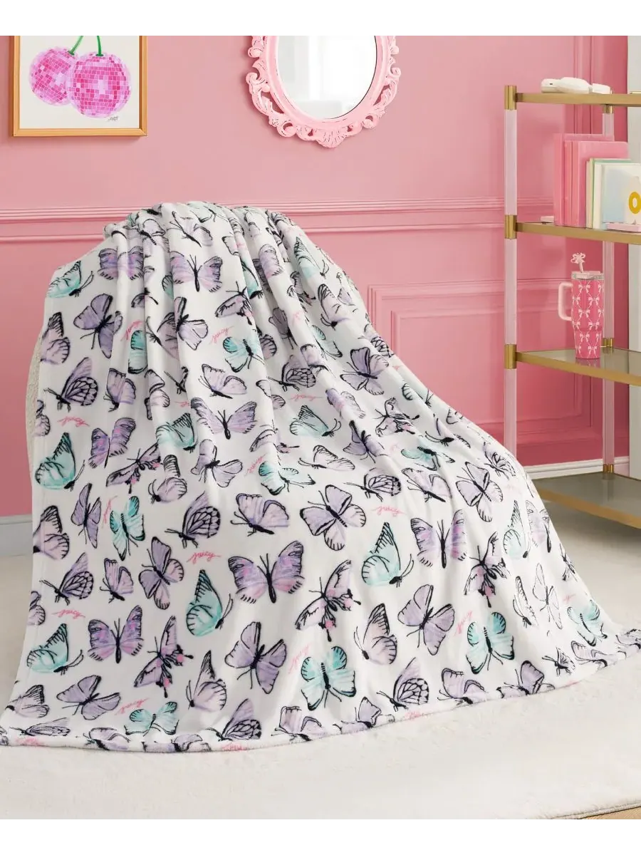 Детский плюшевый плед, 127 x 178 см Juicy Couture, Flutters Lavender