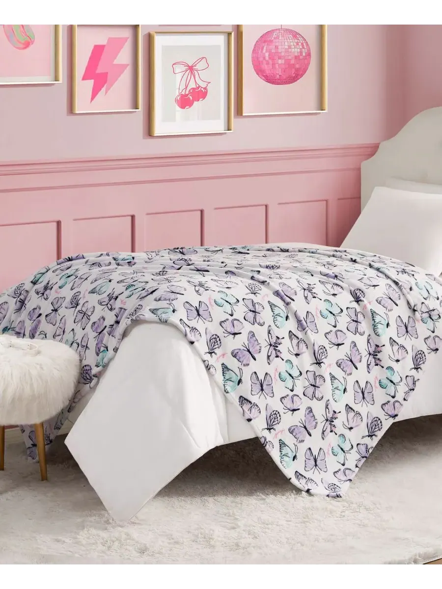 Детский плюшевый плед, 127 x 178 см Juicy Couture, Flutters Lavender — изображение 2 из 6