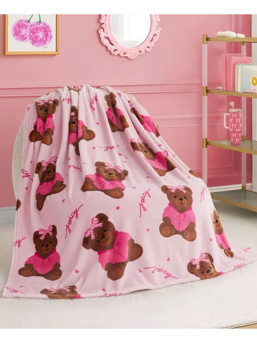 Детский плюшевый плед, 127 x 178 см Juicy Couture — изображение 1 из 5, розовый